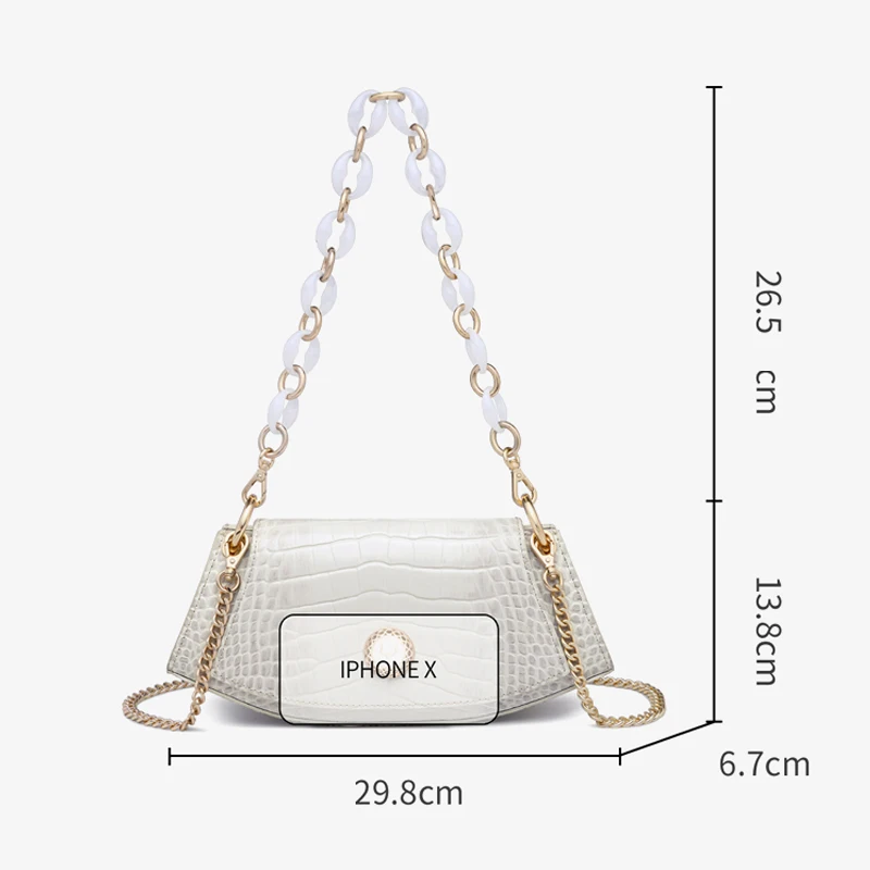 FOXER Fashion Shoulder Flap Bag Women\'s Underarm Bag Split Leather Luxury Chain Crossbody Bag Evening Party Saddle Bags For Lady