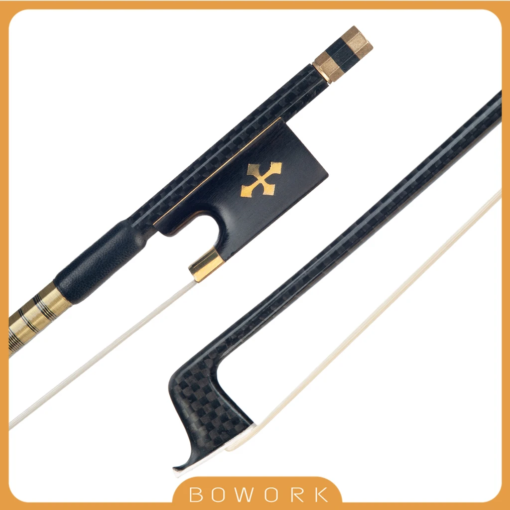 

BOWORK 4/4 Size Carbon Fiber W/Ebony Frog Great Blance Mongolia Horse Hair Abalone Inlay Grid Carbon Round Rod Arco Di Violino