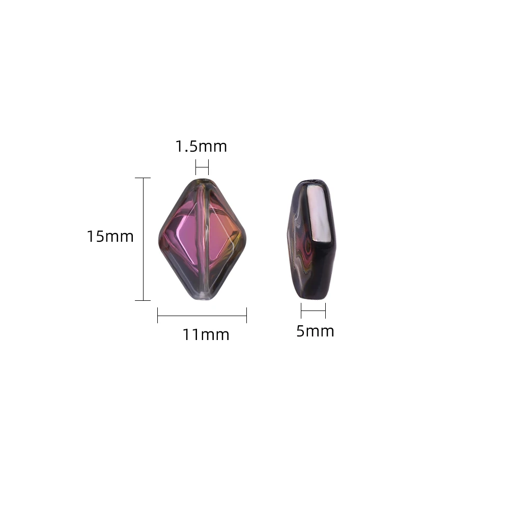 20Pcs 11x15mm Austria Crystal Glass Beads Rhombus-shaped Glossy For DIY Making Earing Necklace Jewelry Accessories