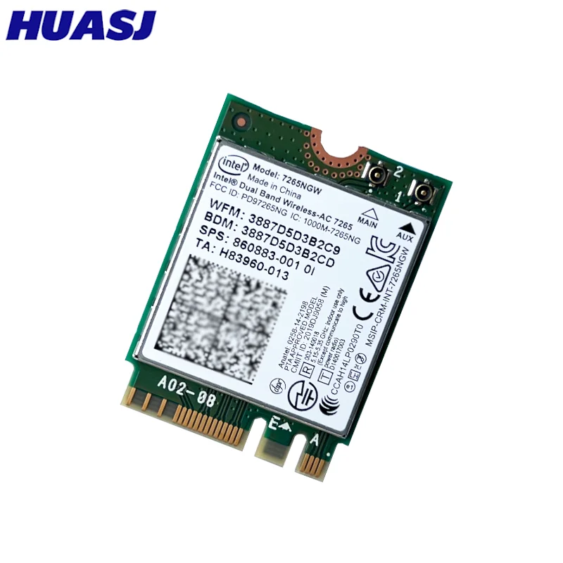 بطاقة بلوتوث واي فاي لإنتل 7260NGW 7265NGW محول الشبكة اللاسلكية 802.11AC ثنائي النطاق 2.4G 5G لأجهزة الكمبيوتر المحمول
