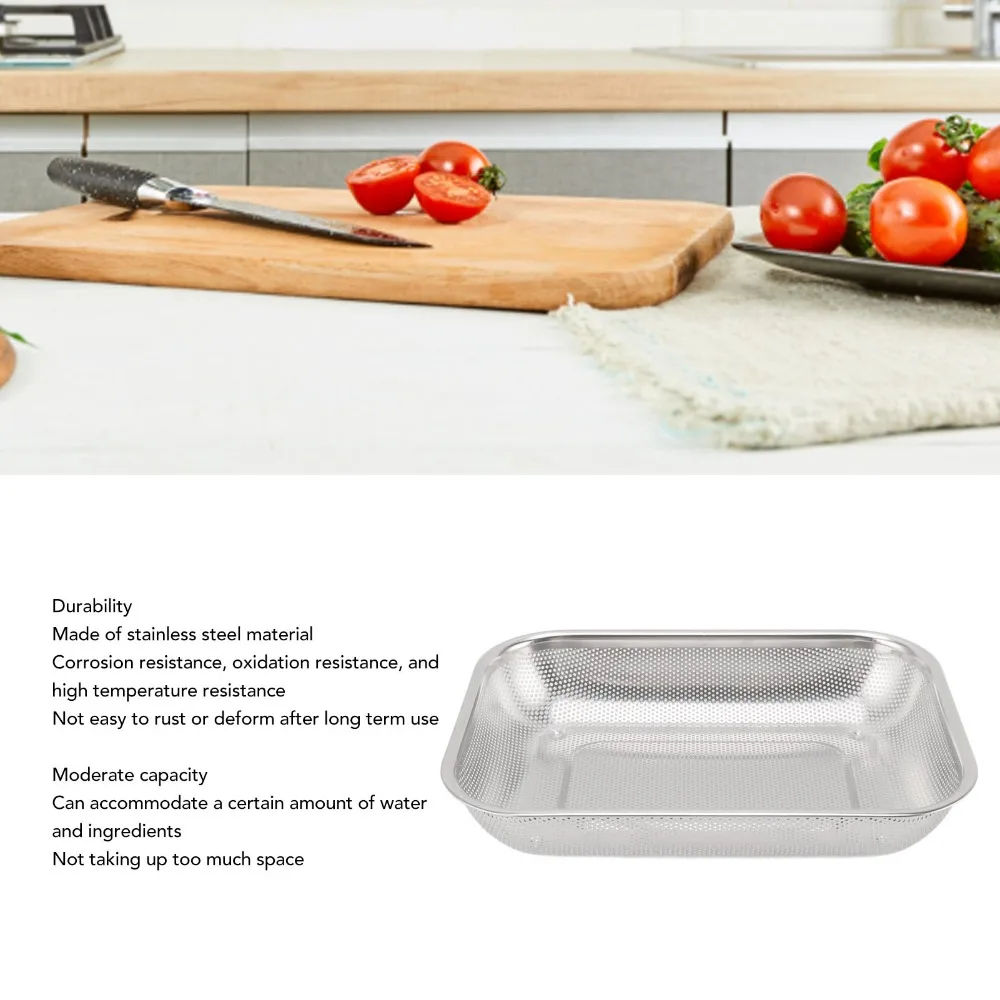 Stainless Steel Rectangular Strainer Basket Rectangle Shape Fine Mesh Mesh Drain Basket S/L Kitchen Strainer Colander