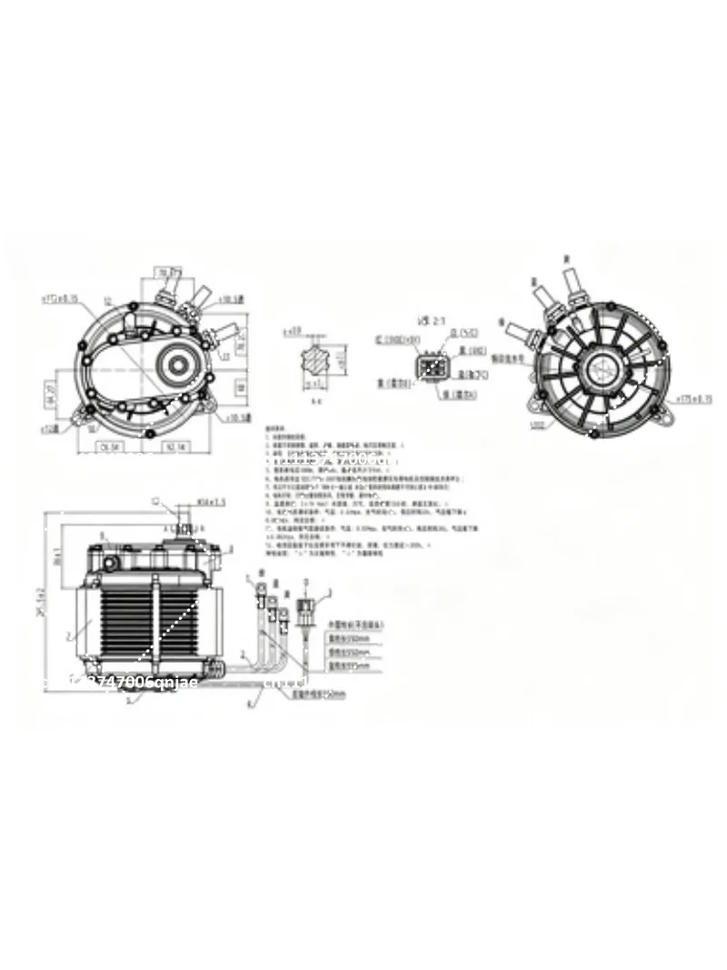 60H 20kW High Power Mid Drive Motor with 1:2.37 Gearbox, IPM PMSM Encoder Hall Type for E-Bike and EV