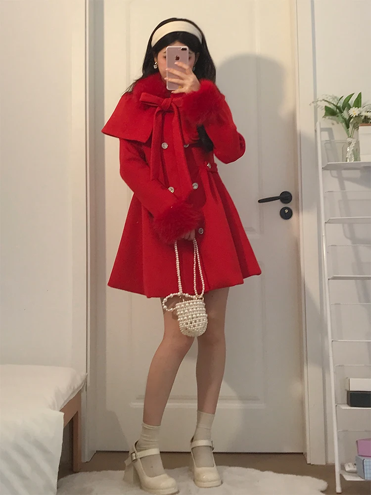

Красное пальто шило, женский зимний модный комплект для похудения, дизайн с поясом, роскошная длинная застежка на пуговицах, повседневная одежда