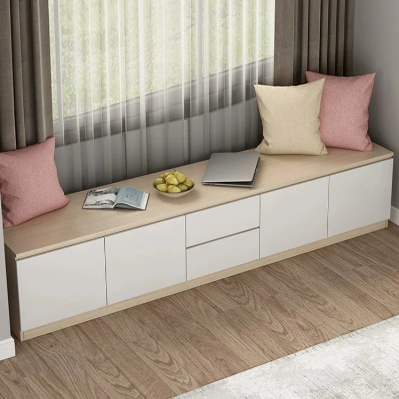 LTT solid wood balcony locker can sit long cabinet bedroom tatami window sill floor cabinet