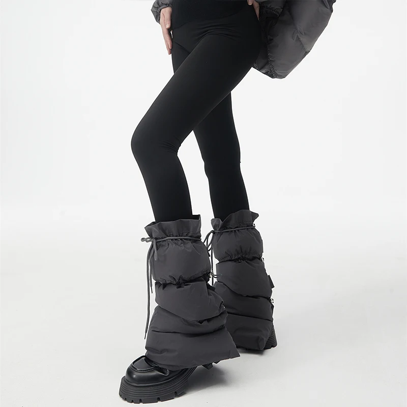 Calentadores de piernas cálidos de invierno para mujer, calcetines de terciopelo 90 a prueba de viento, cubierta para botas, chica japonesa Lolita JK, cubierta protectora cálida para piernas