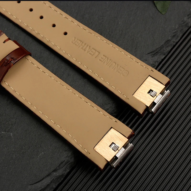 Imagem -04 - Couro Pulseira de Couro para lv Strap Louis Vuitton Tambour Inserir Metal Quick Release Endlink Ver Pulseira para Mulheres dos Homens 21x12 mm