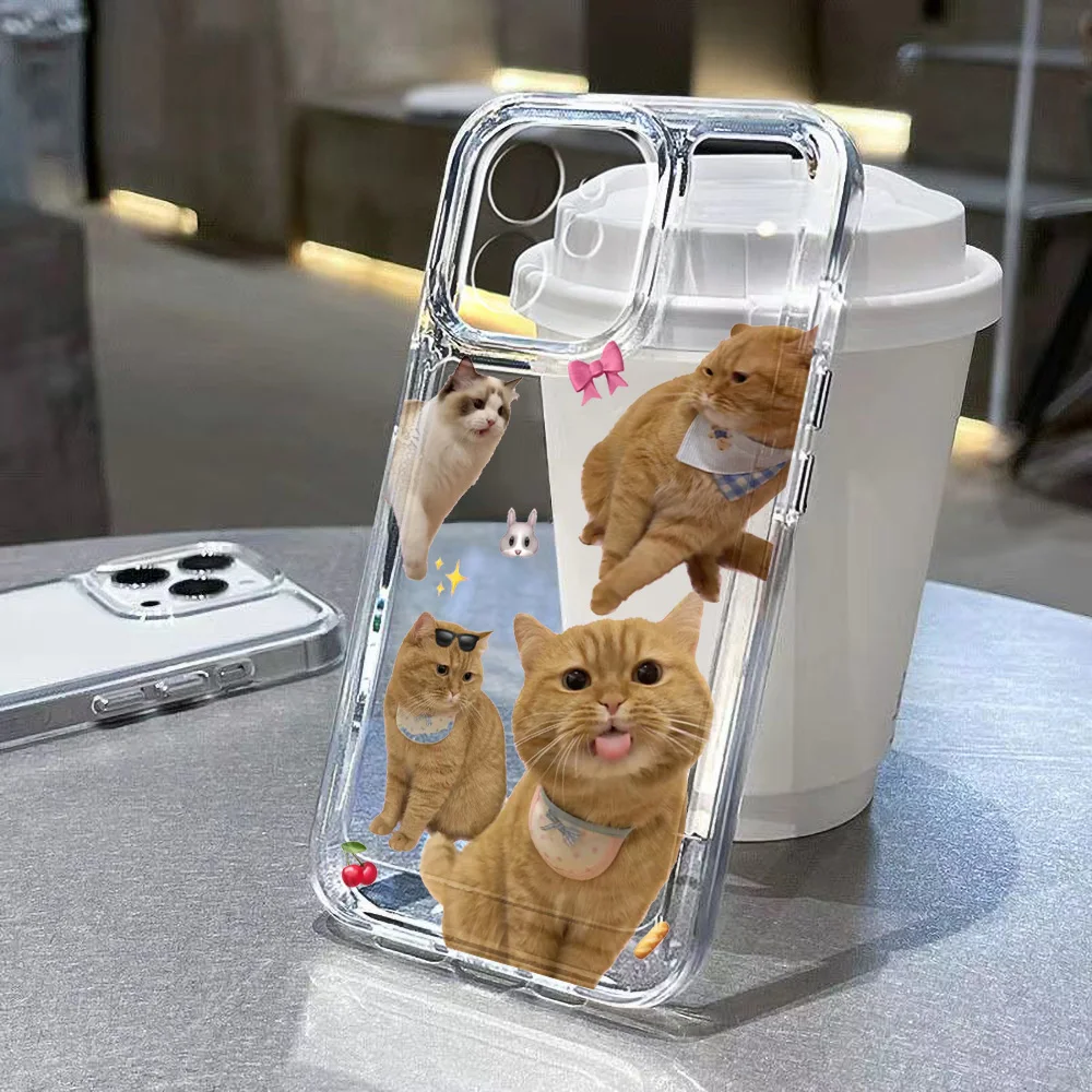 Cute Cat Clear Case For iPhone 14 Case iPhone 11 12 13 14 15 Pro Max X XR XS Max 7 8 Plus SE 2022 2020 Funda Soft Silicone Cover