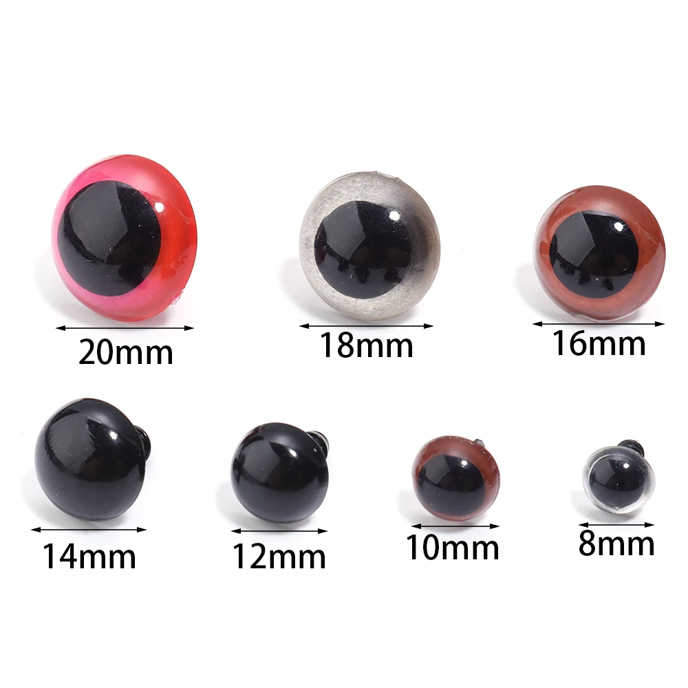50Pcs Eyeball  Plastic Plush Safety Eyes Amigurumi for Toys Kids Diy Craft Funny Toy Eyes Animal Doll Accessories 8-20mm