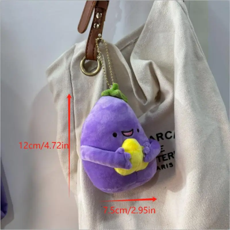 1/2 PCS Kreative Nette Aubergine Plüsch Puppe Stofftiere Schlüsselbund Anhänger Girly Tasche Charms Rucksack Ornamente Ragdoll Geschenk Schlüsselring