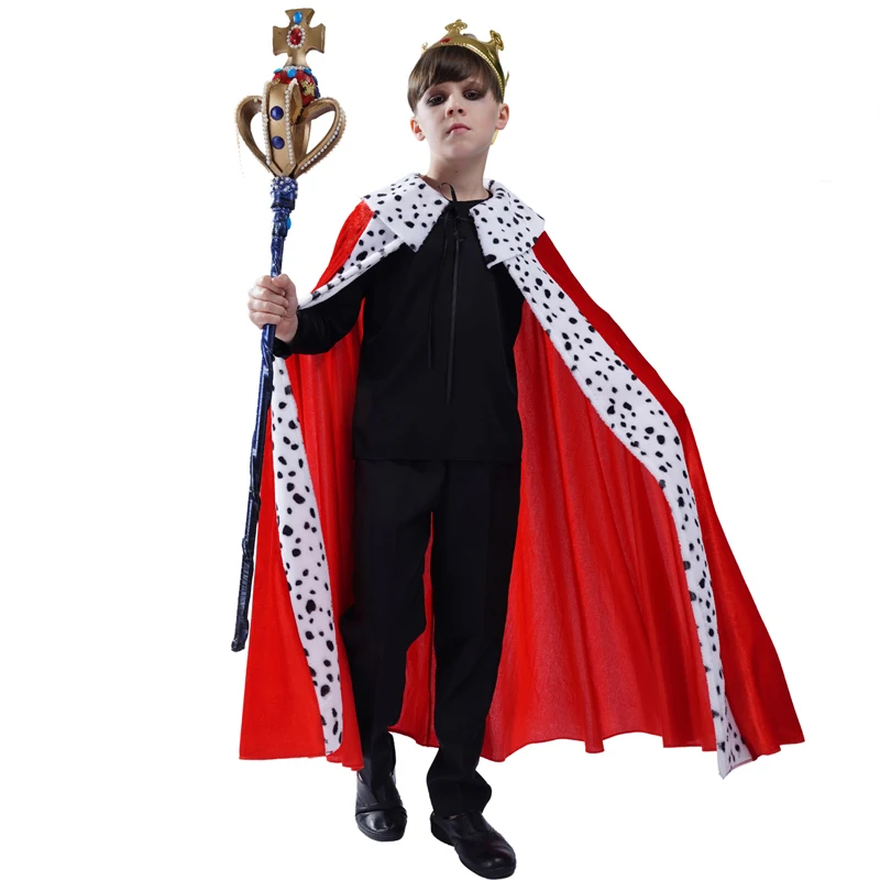 

Boy King Red Cape Kids King Prince Cape Halloween Cosplay Costume With Crown