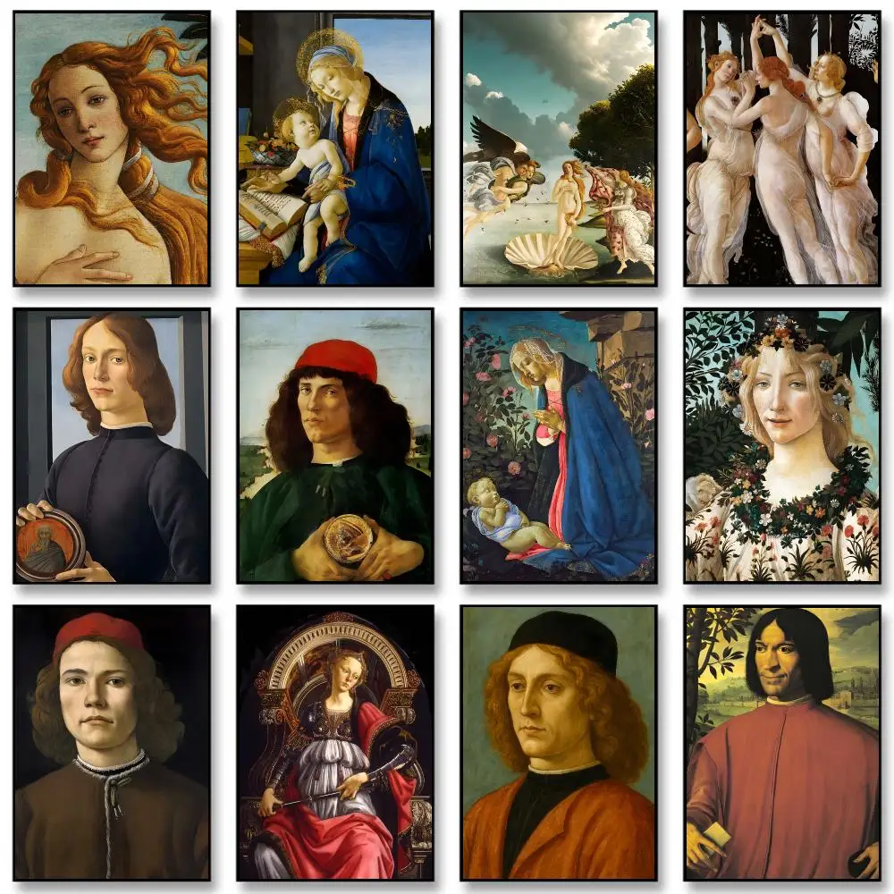 Sandro Botticelli soft Poster Self-adhesive Decal Living Room Bedroom Party Bar Decor Moisture-proof Fade-resistant