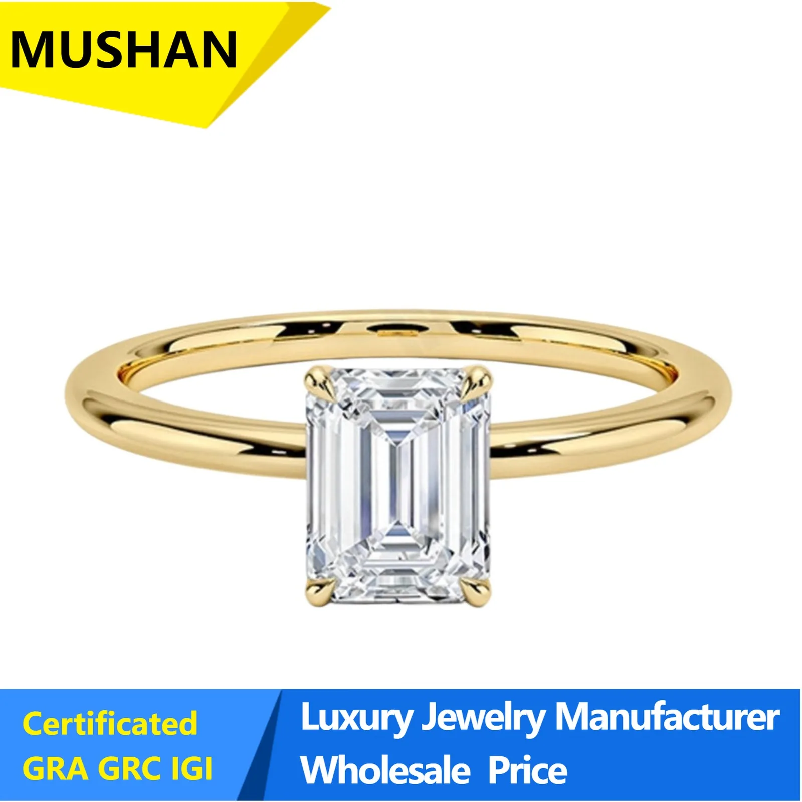 MuShan Jewelry 925 Silver 10k Gold 14k 18k Gold Rings Lab Grown Diamond IGI Certificated Women Ring Wedding Band Fine Jewelry