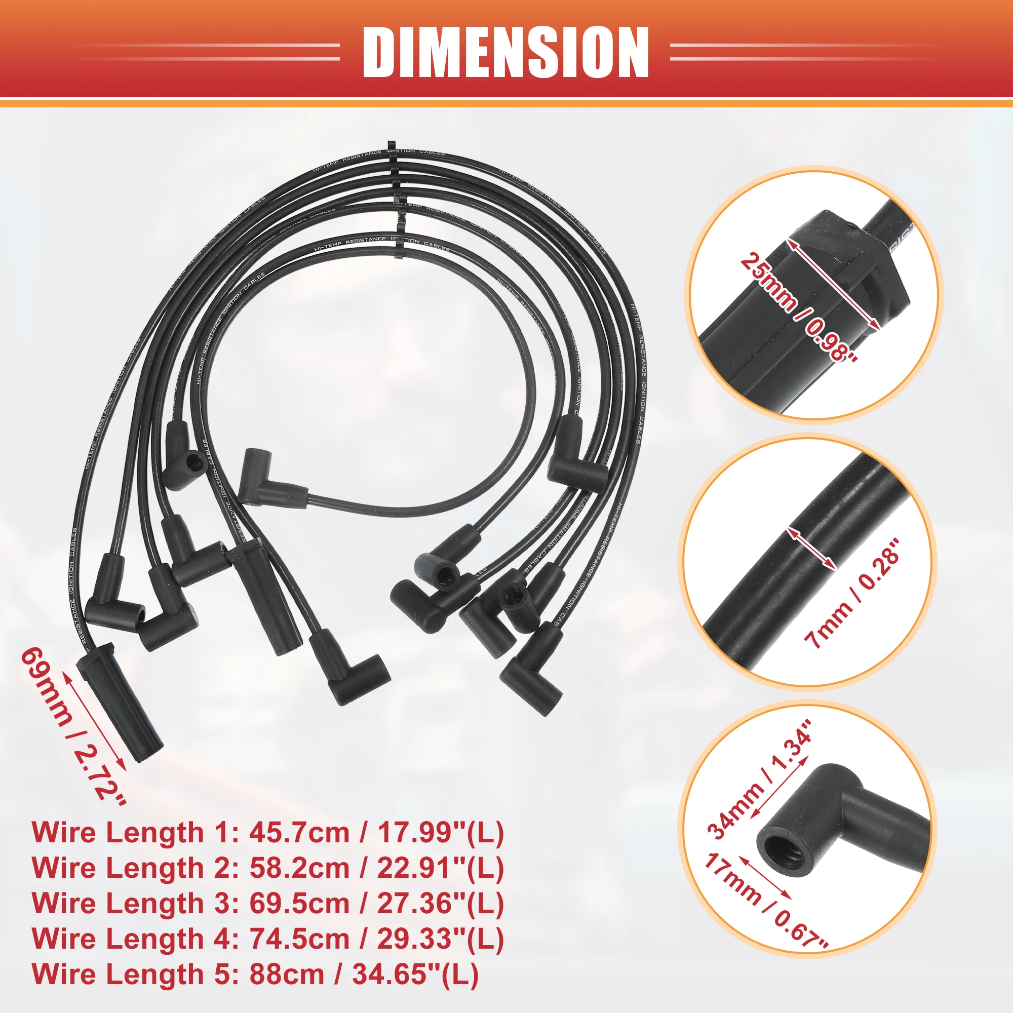 UXCELL 7 Pcs Spark Plug Wire Ignition Coil Cable No.12074078 for Chevrolet Astro G10