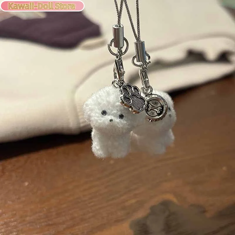 1 stks stroomden hars hond puppy sleutelhanger 3D kleine pluche dier hanger rugzak auto sleutelhangers charmes hangt