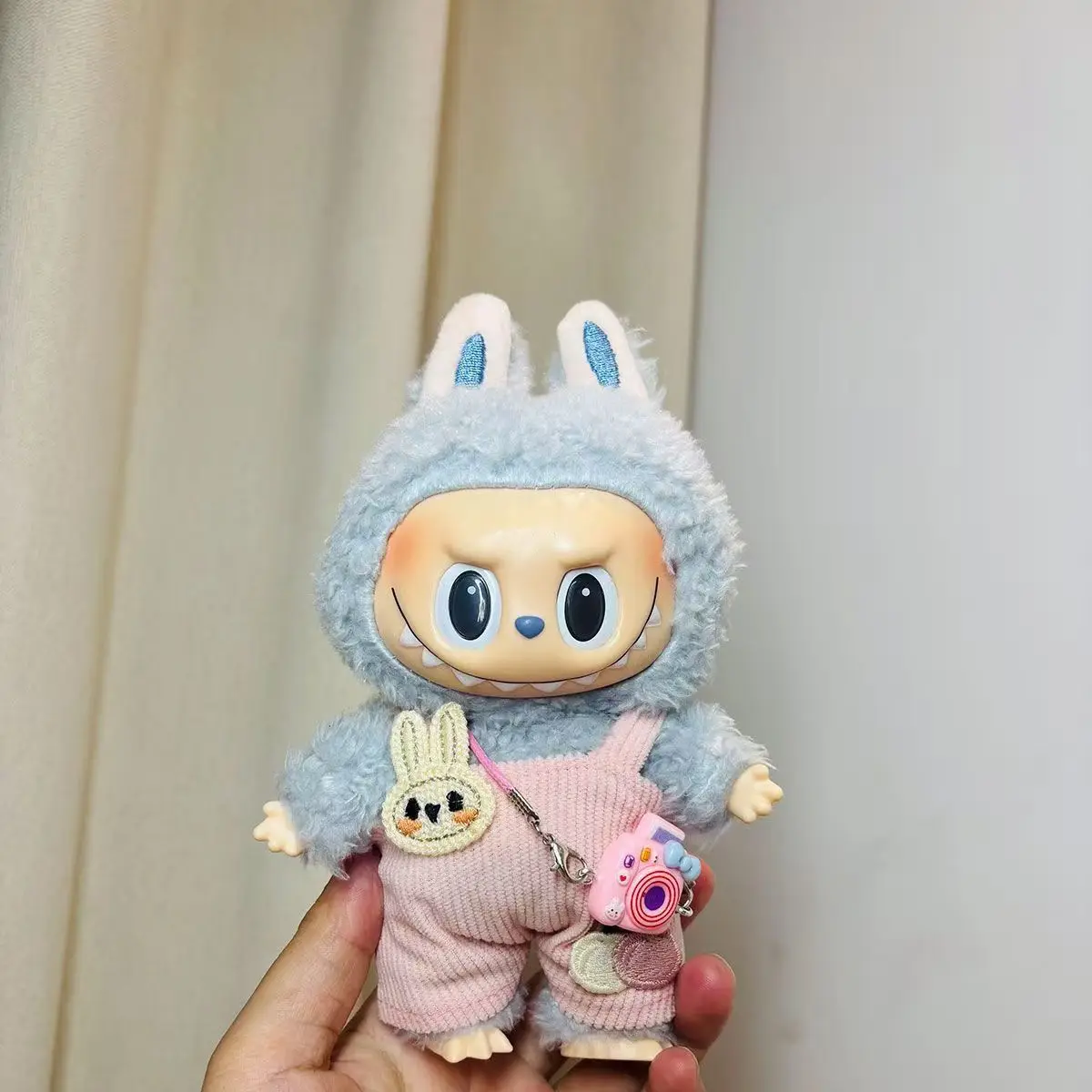 

17cm Mini Plush Doll'S Clothes Outfit Accessories For Korea Kpop Labubu Idol Sitting Party V1 V2 Autumn onesie hat set Clothing
