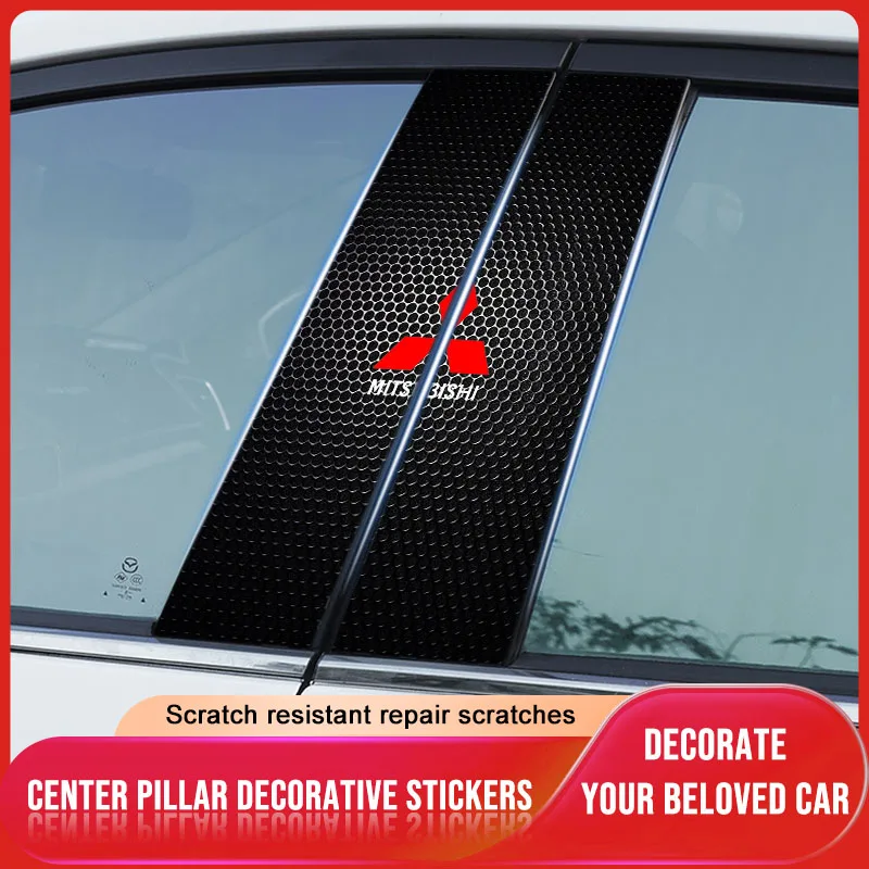 

B-Pillar Center Column PET Decals Emblem Stickers Car Accessories For Mitsubishi ASX Lancer Pajero Outlander L200 EVO Lancer EX