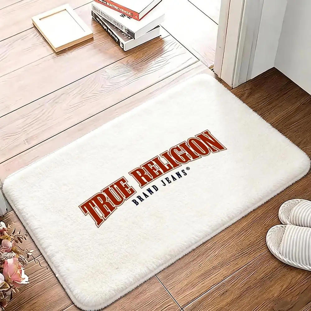 t-True Religion Alfombra de franela suave, antideslizante y absorbente para baño, dormitorio, decoración del hogar