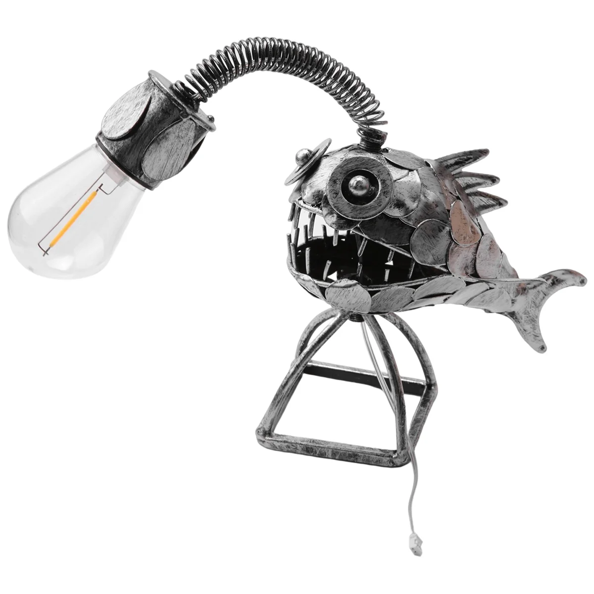 Angler Fish Lamp USB Rechargeable Desktop Metal Light Handmade Craft Room Decoration Small