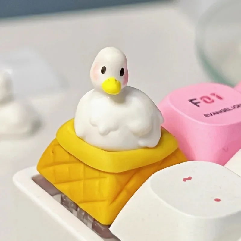 Cute Clay Ice Cream Duck Keycaps Artisan Keyboard Caps Custom Handmade Keycap for Mechanical Gaming Keyboard Accessories Gift