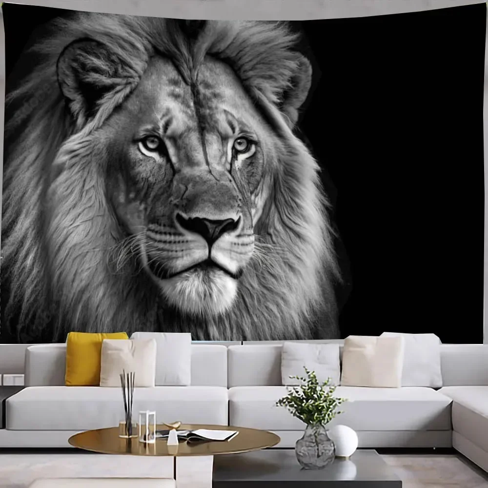 

Animal pattern tapestry bedroom lion tiger giraffe fox wall background cloth home decoration house living room hanging cloth