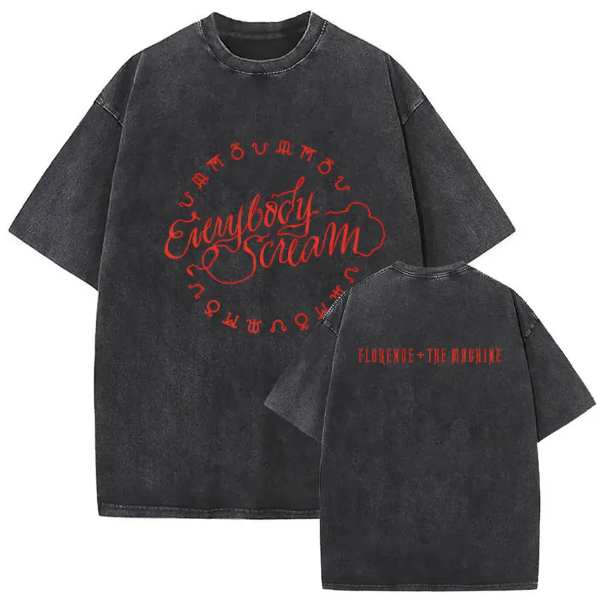 Florence The machine Everybody Scream Tour 2026 Vintage Washed t-shirts Men Women Pop Fans Fashion Clothing short sleeve t shirt