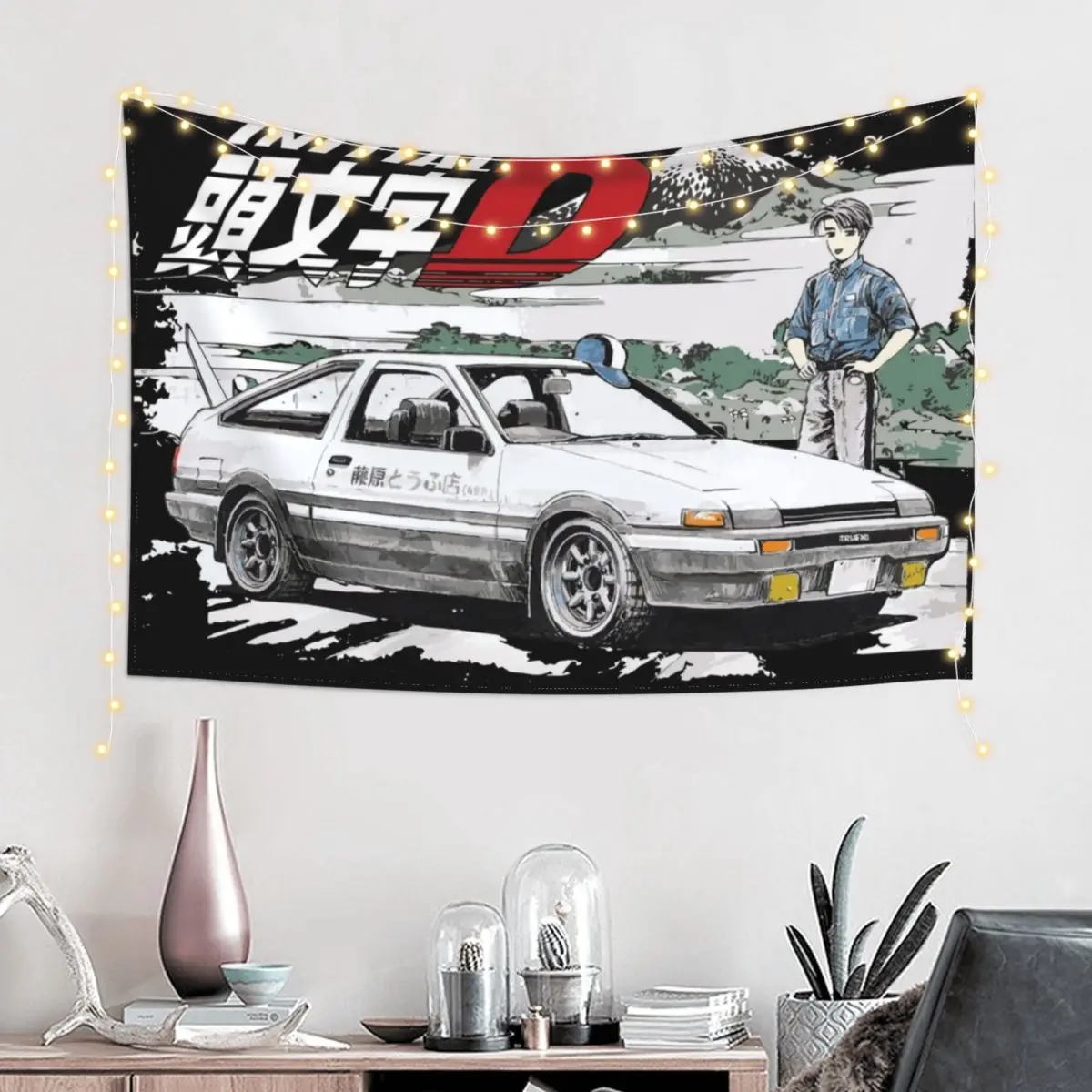 Initial D Deep Forest Drifting AE86 Takumi Raceway Tapestry Mushroom Wall Tapestries Tapestry