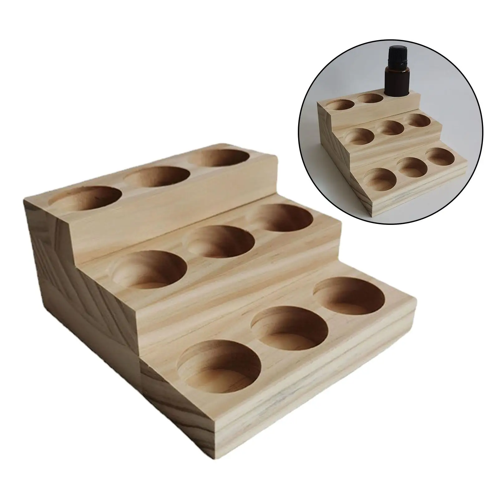 

Wooden Essential Oil Display Slots Bottles Storage Rack Cosmetic