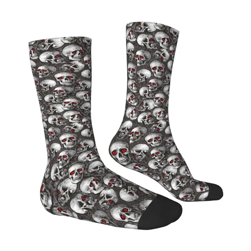 Chaussettes gothiques à motif de crâne pour hommes et femmes, impression amusante, modules occultes d'Halloween, été, automne, hiver