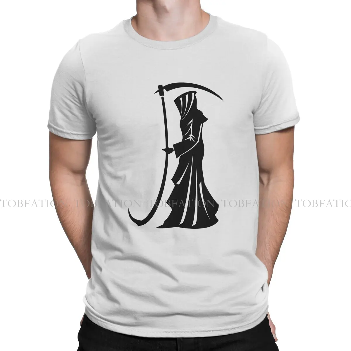 Scythe of Death Newest TShirts Santa Muerte Men Harajuku Pure Cotton Streetwear T Shirt Round Neck Oversized