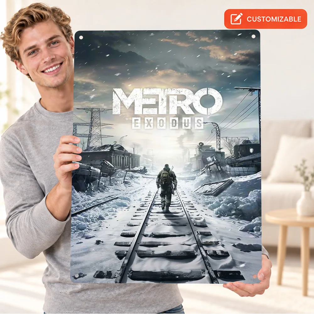 Metro Exodus Textured Metal Poster Personalized Aluminum Sign Detailed Digital Illustration Wall Art For Bedroom Birthday Gift