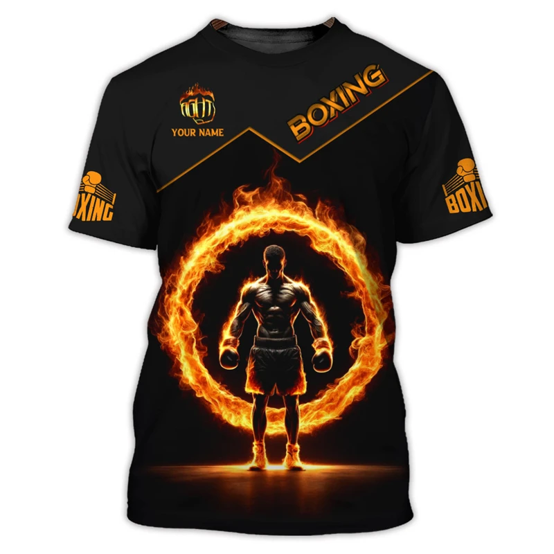 

Boxing Training Sports T-Shirt For Men Custome Name Short Sleeve Round Neck Tees 3D Print Fashion Cool Quick Dry Fitness Clothes