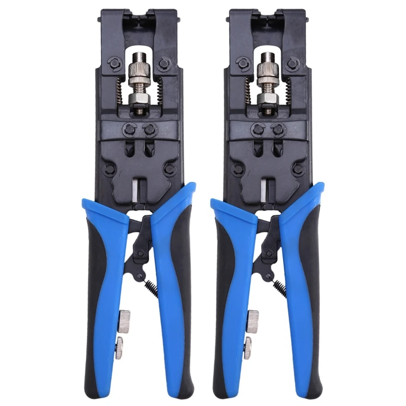 2Pc Durable Coax Compression Crimper Tool BNC/RCA/F Crimp Connector RG59/58/6 Cable Wire Cutter Crimping Plier