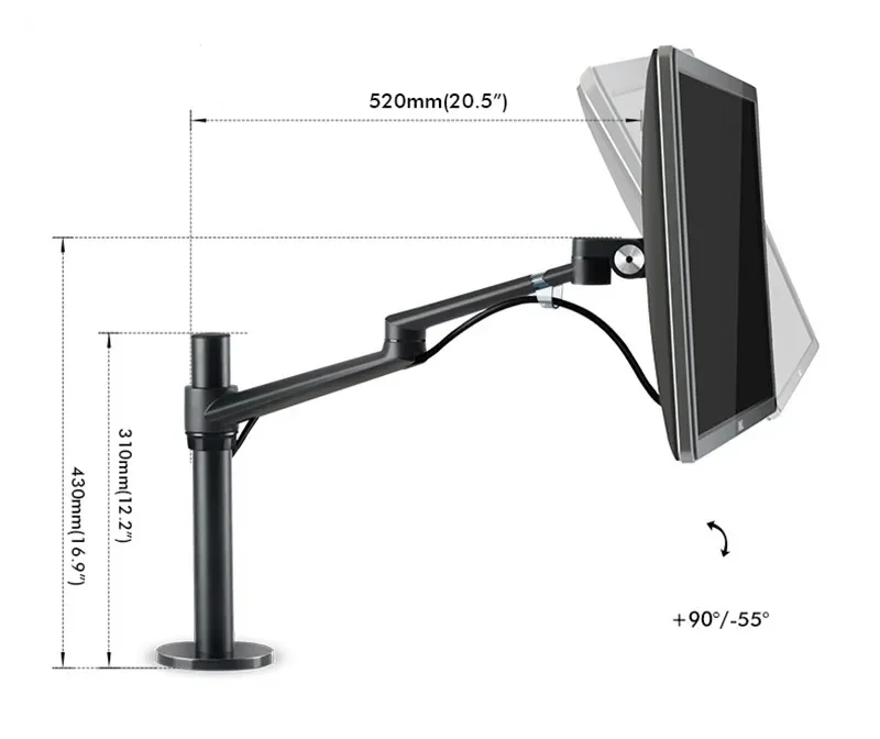 Imagem -06 - Liga de Alumínio Lcd Led Duplo Monitor Suporte Braço 360 Graus Rotatable Computador Monitor Suporte Ol2