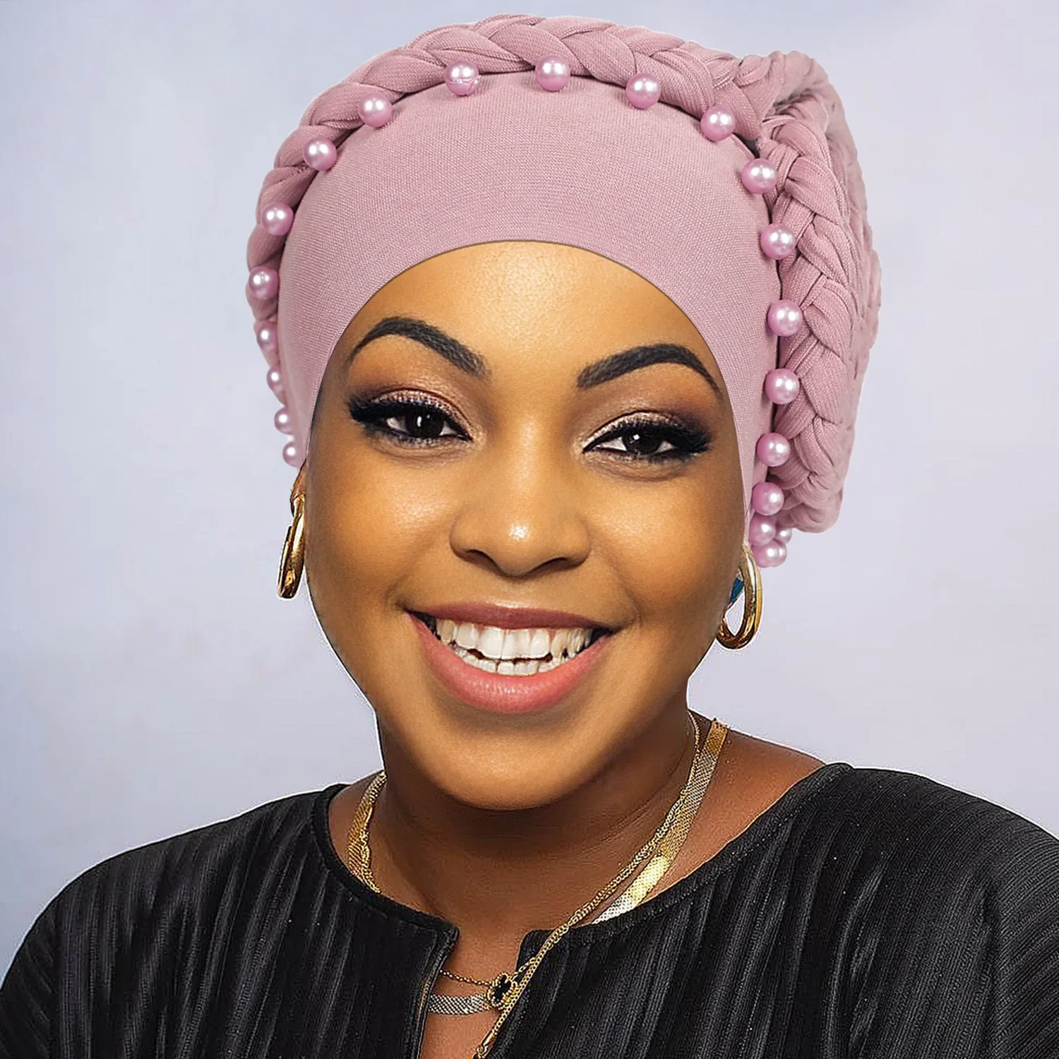 

Pearls Beading Turban Cap for Women Flower Design Female Head Wraps Beanies Muslim Headscarf Bonnet Hair Loss Hat Cover Bandanas