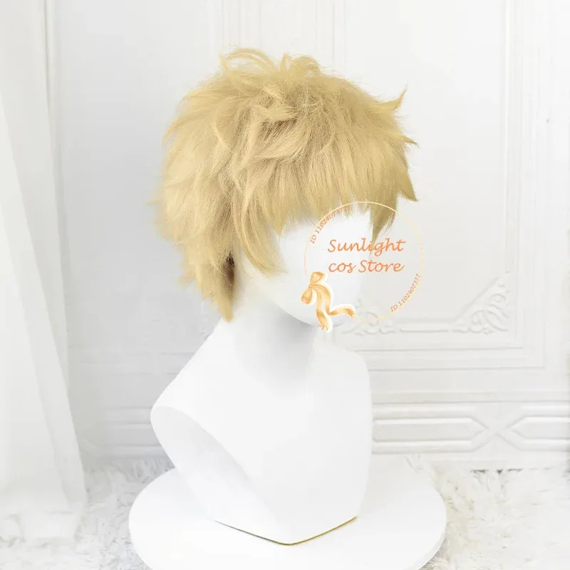 

New Model Anime Tsukishima Kei Copslay Wig 30Cm Light Yellow Fluffy Heat Resistant Synthetic Hair Halloween Party Wigs