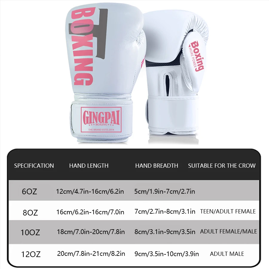 GINGPAI جودة عالية 6 8 10 12oz قفازات الملاكمة الملاكمة التايلاندية Guantes De Boxeo الحرة القتال MMA الرمل التدريب قفاز للرجال والنساء