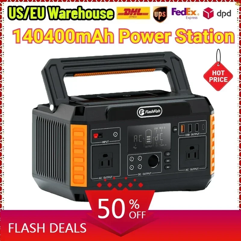 

140A Portable Power Station 520WH Emergency Solar Generator Battery Pack Power Bank Outdoor for Camping Laptop Supply RV