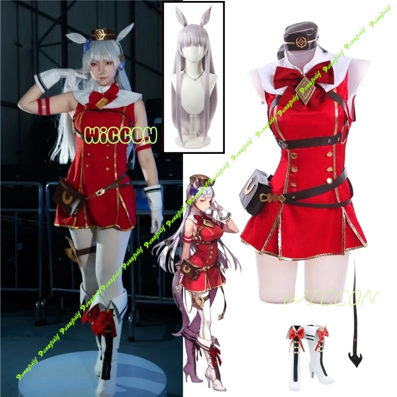

Uma Musume Pretty Derby Gold Ship Cosplay Fullset Costume Wig Red Dress Shoes Ideal for Christmas Carnival Halloween Game