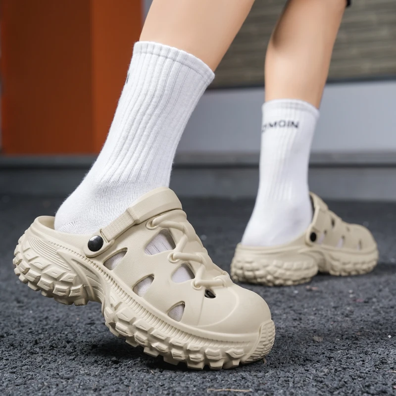 

Summer men's and women's casual sandals indoor and outdoor breathable perforated shoes outdoor fashionable thick soled slippers