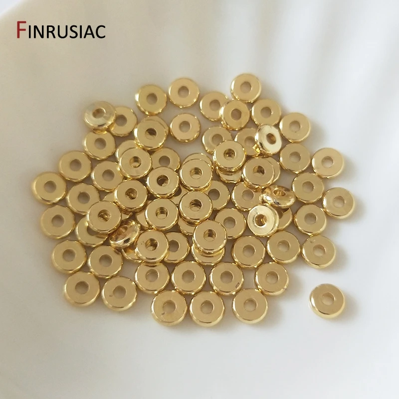 Runde flache Perlen aus vergoldetem Messing metall 3mm/4mm/6mm/8mm Distanz perlen für Schmuck herstellung DIY Zubehör Großhandel – Detail 19