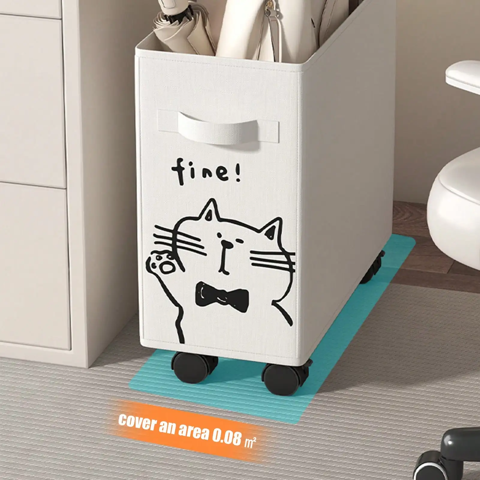 رف تخزين بعجلات تحت المكتب - سلة تنظيم متحركة للمكتب/المطبخ/السكن (موفرة للمساحة)