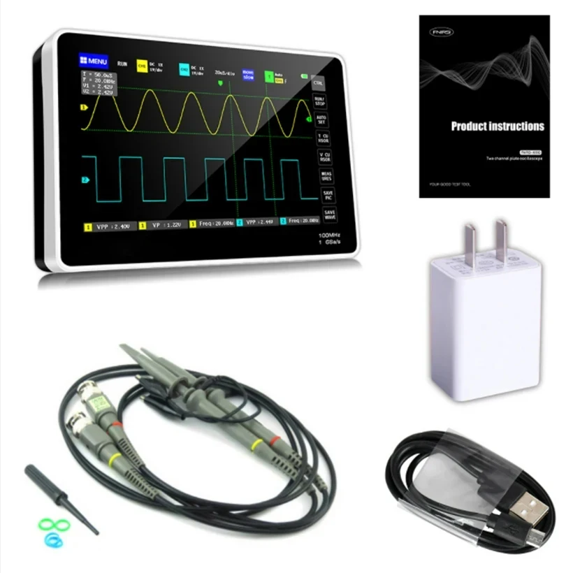 Dual Channel FNIRSI-1013D Digital Tablet Oscilloscope 100M Bandwidth 1GS Sampling Rate Mini Portable Intelligent Anti-burn