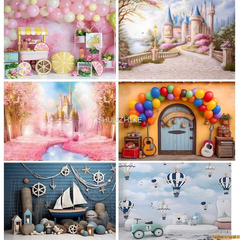 

SHUOZHIKE Balloon First Birthday Party Decoration Photography Backdrops Props Castle Newborn Baby Photo Studio Background YR-05