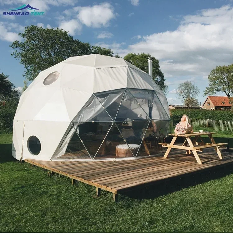 PVC Prefab Glamping Tent Igloo Geodesic Dome Tent  Waterproof Igloo Camping Geodesic Dome House Tent