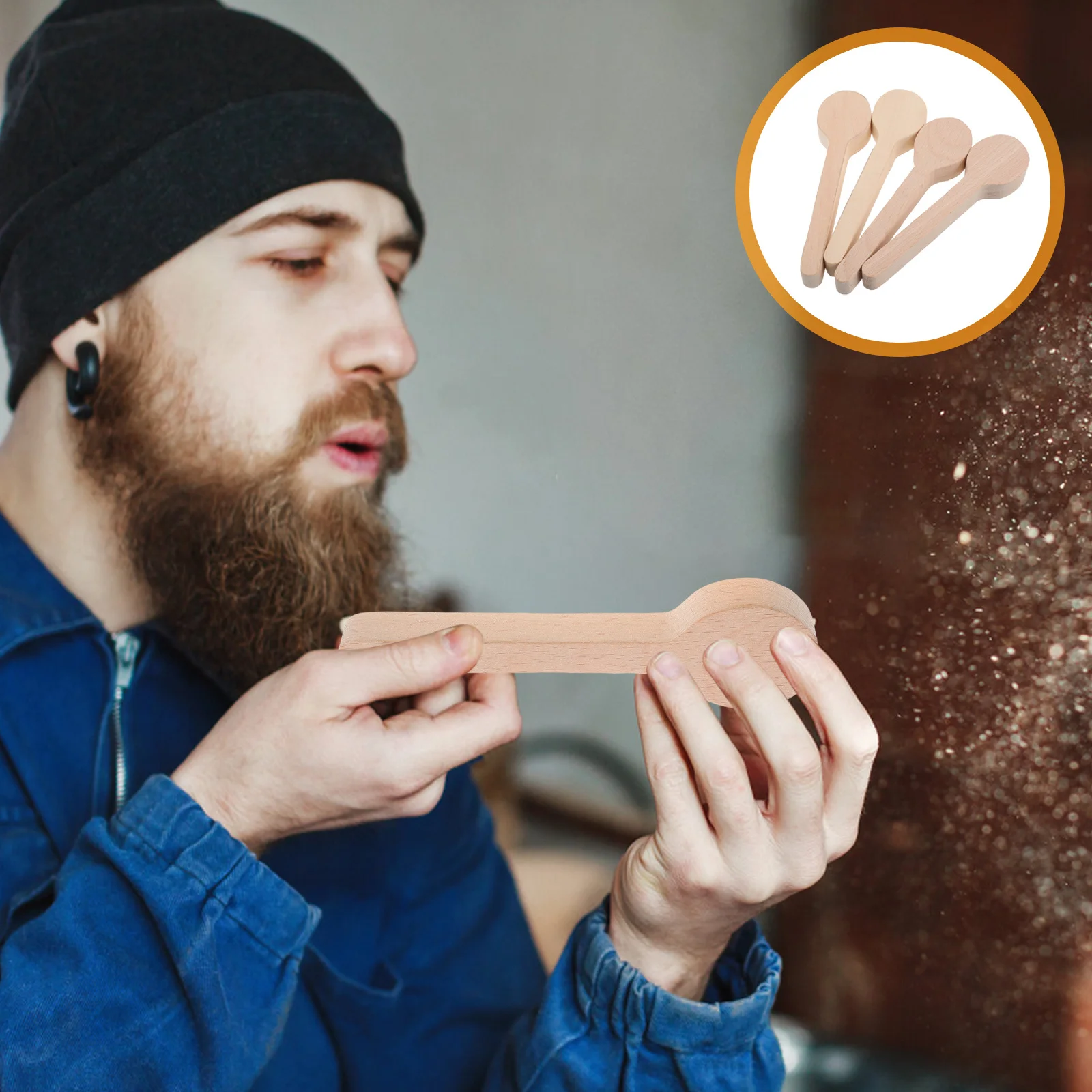 

4Pcs Unfinished Beech Spoon Molds DIY Enthusiasts Carving Baking Natural Material Gifts Wood Coffee Spoon