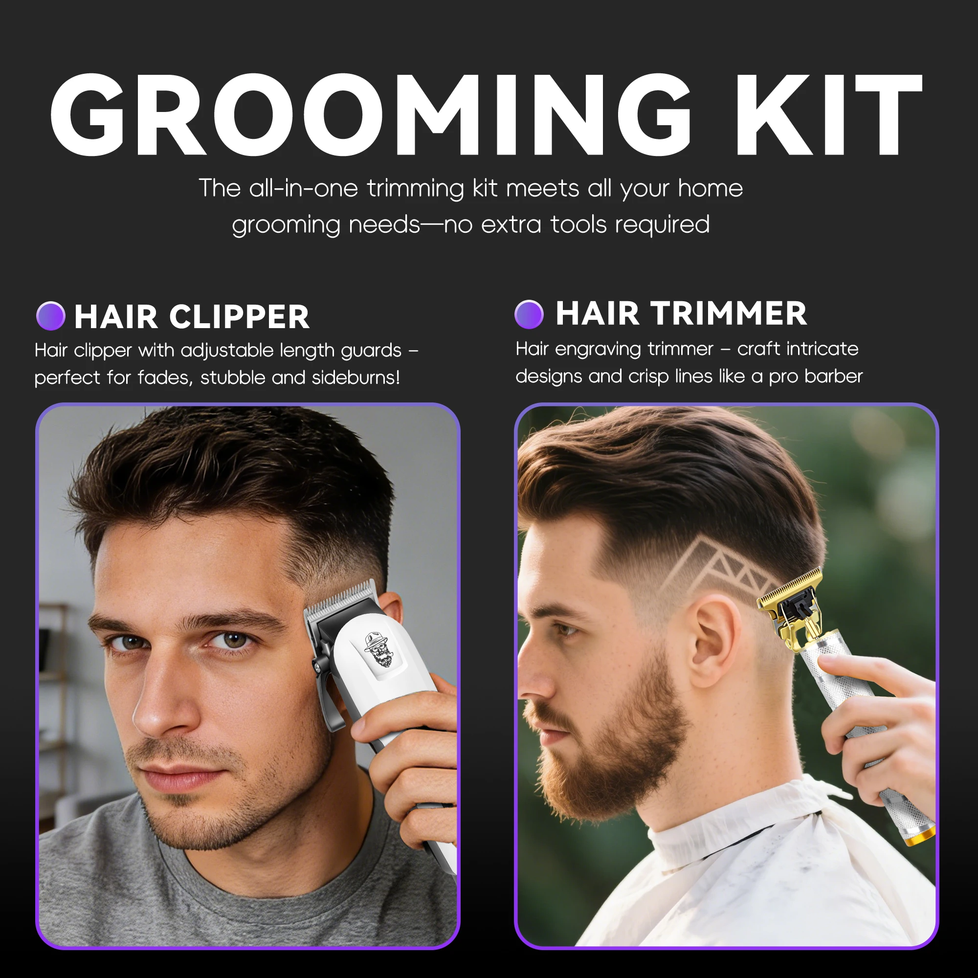 Professional Hair Clipper and Trimmer Set Men Electric Razor Shavers Beard Trimmer Rechargeable Barber Clippers Haircut Kit - view 6
