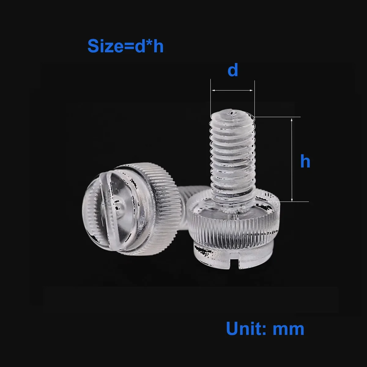 

One Line Embossed Plastic Bolt/Plastic Screw Acrylic Hand Twisted Pc Transparent Screw