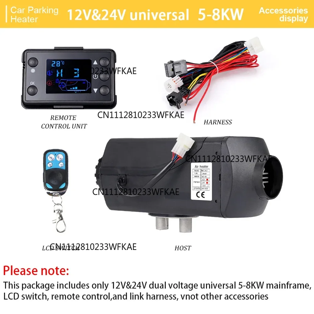 12V&24V Universal  Car heater LCD Digital switch Remote control Main wiring harness Air Parking Heater For Car Truck Boat
