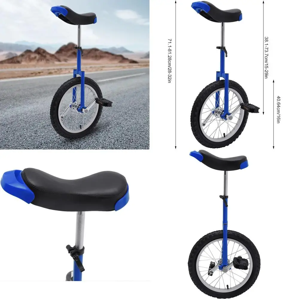 

SHIOUCY 16 Inch Wheel Unicycle with Steel Rim Outdoor Sports Fitness Exercise Unicycle, Adjustable Height 26'' to 31'', for Offi