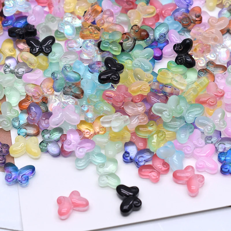 New Jelly color 10x15mm 30pcs Butterfly Shape Glass Beads Charms Butterfly Loose Spacer Bead For Jewelry Making DIY Bracelet